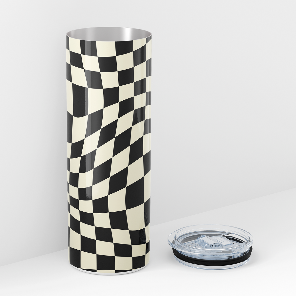 Black Checkered Double Walled 20oz Tumbler