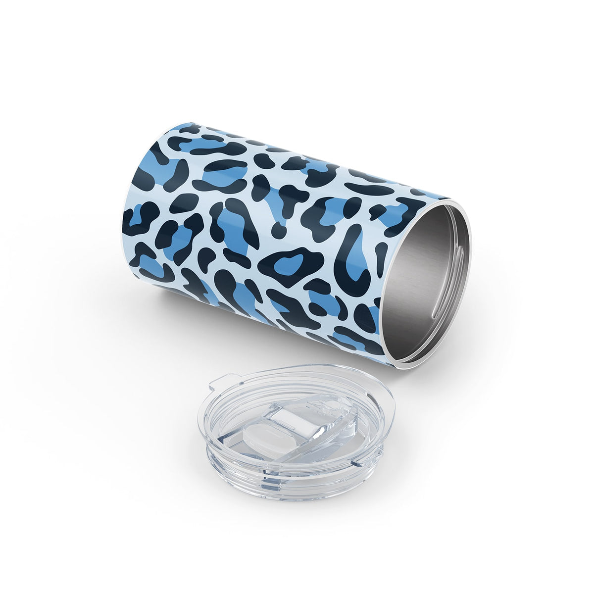 Blue Leopard Print Metal 12oz Tumbler