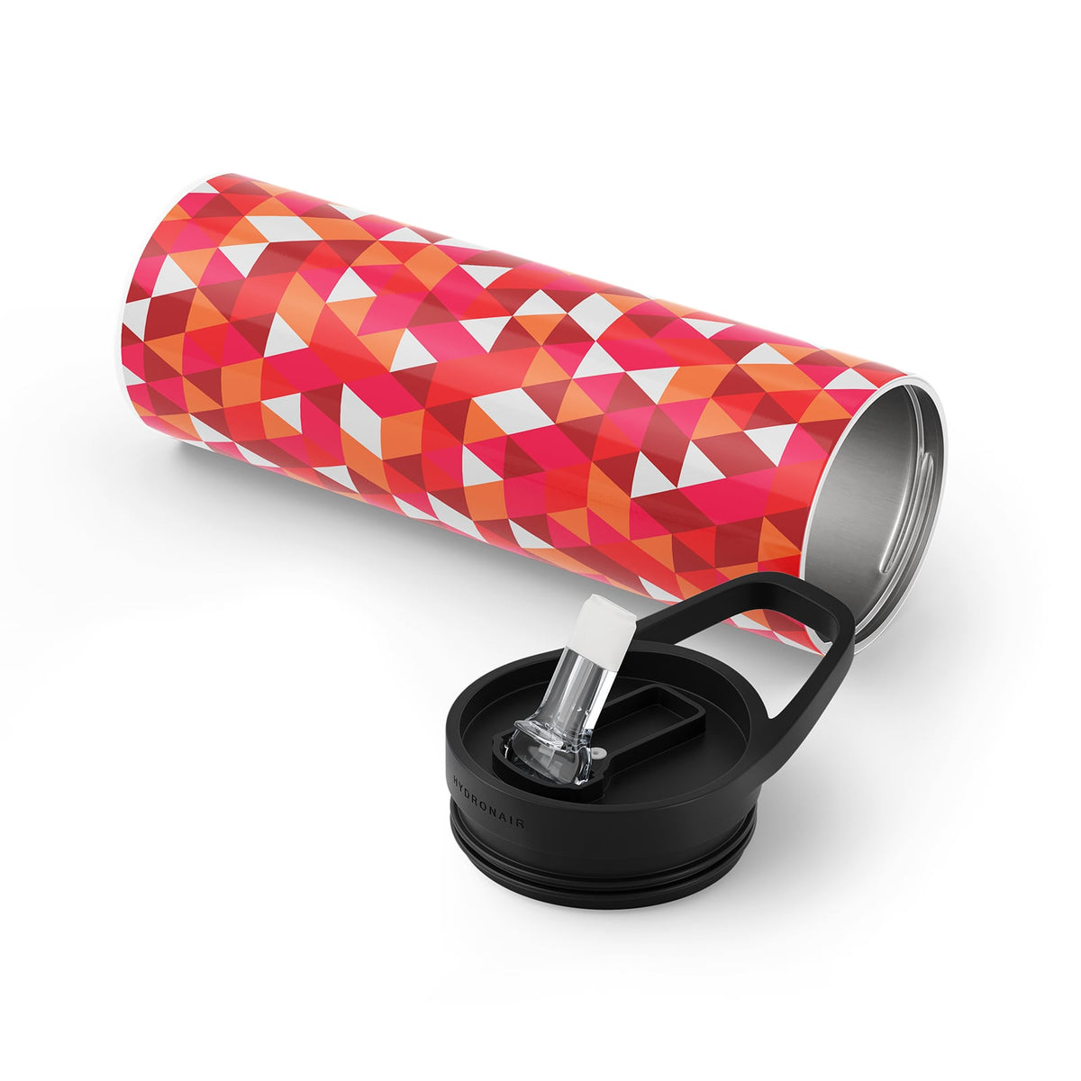 Bright Red Geometric 560ml Bottle By Hydronair