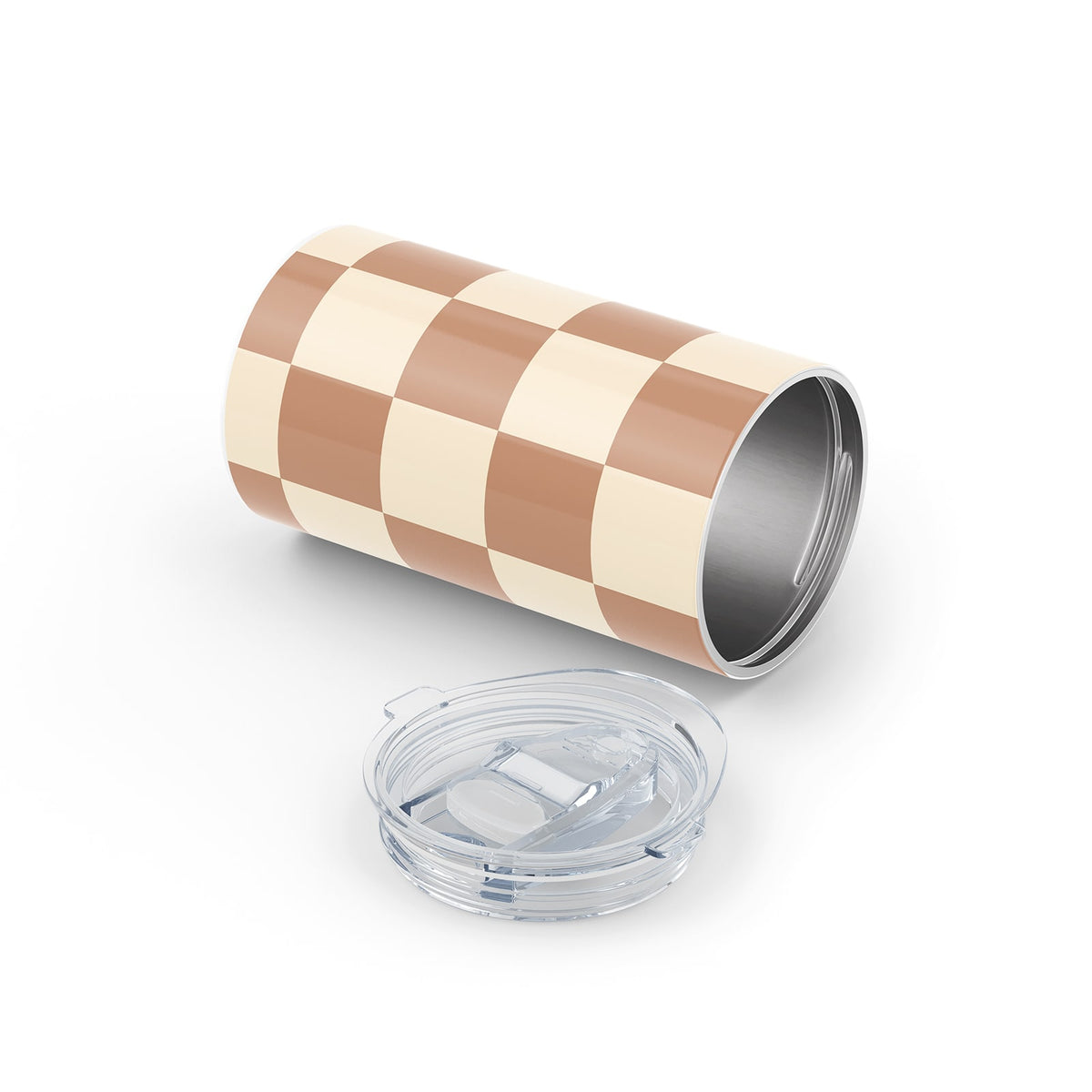 Brown Checkered Metal 12oz Tumbler
