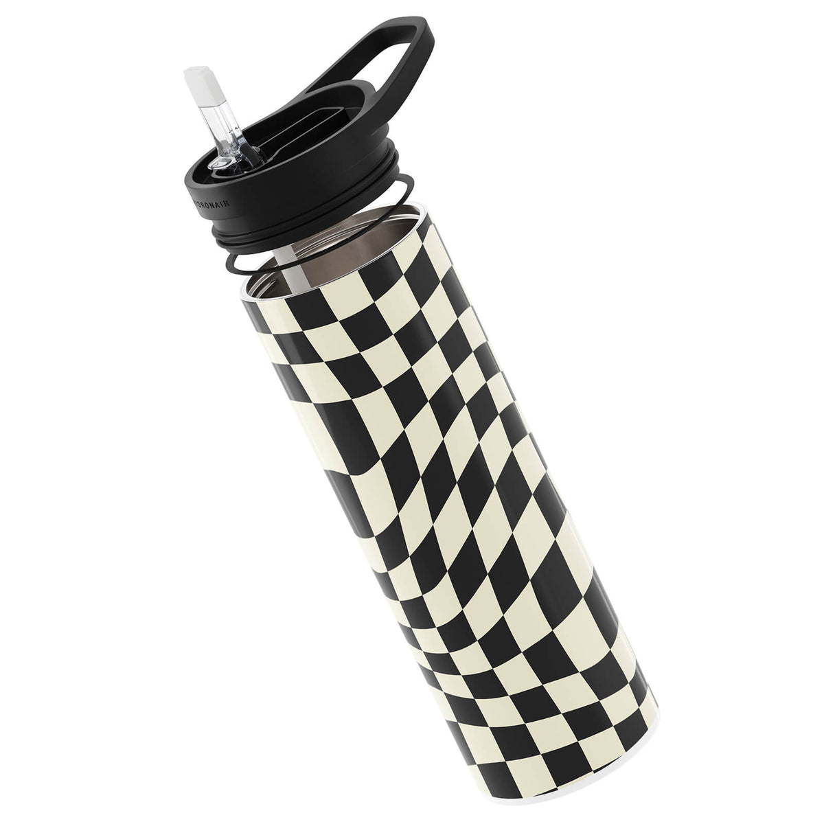 Checkered Black Double Walled 20oz Bottle