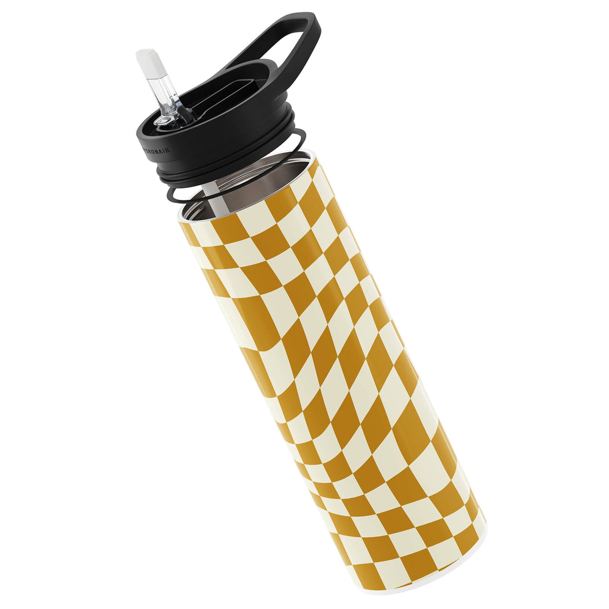 Checkered Brown Double Walled 20oz Bottle