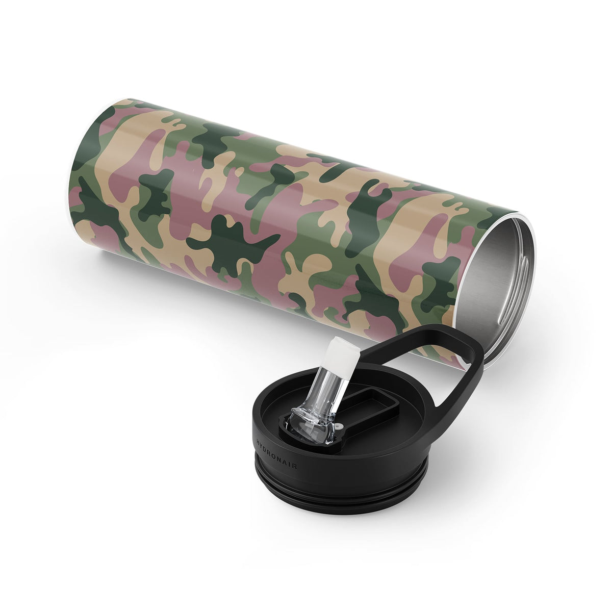 Dark Green Camouflage 560ml Reusable Bottle By Hydronair