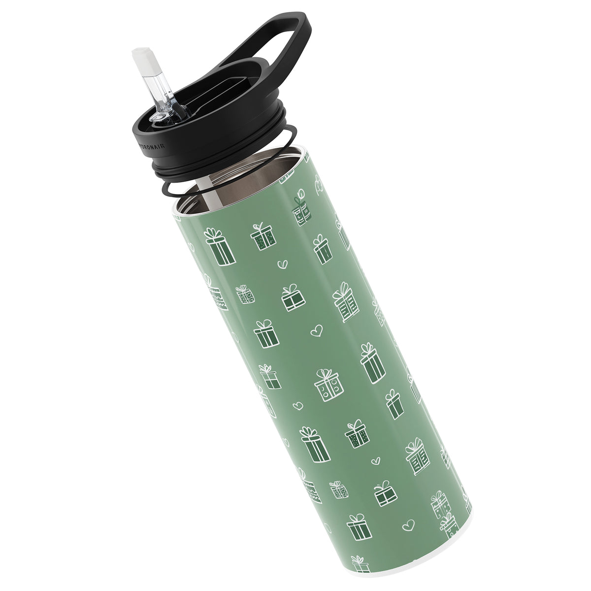 Dark Green Christmas 560ml Reusable Bottle By Hydronair