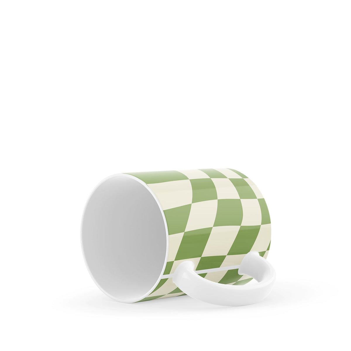 Green Checkered Ceramic Mug