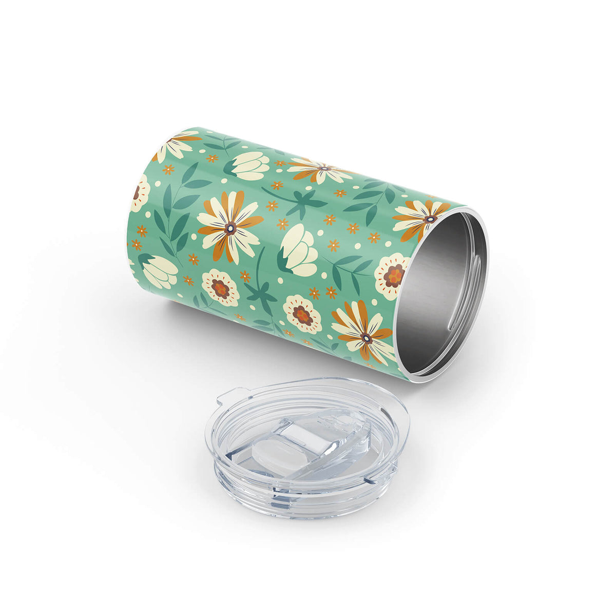 Green Floral Metal 12oz Tumbler