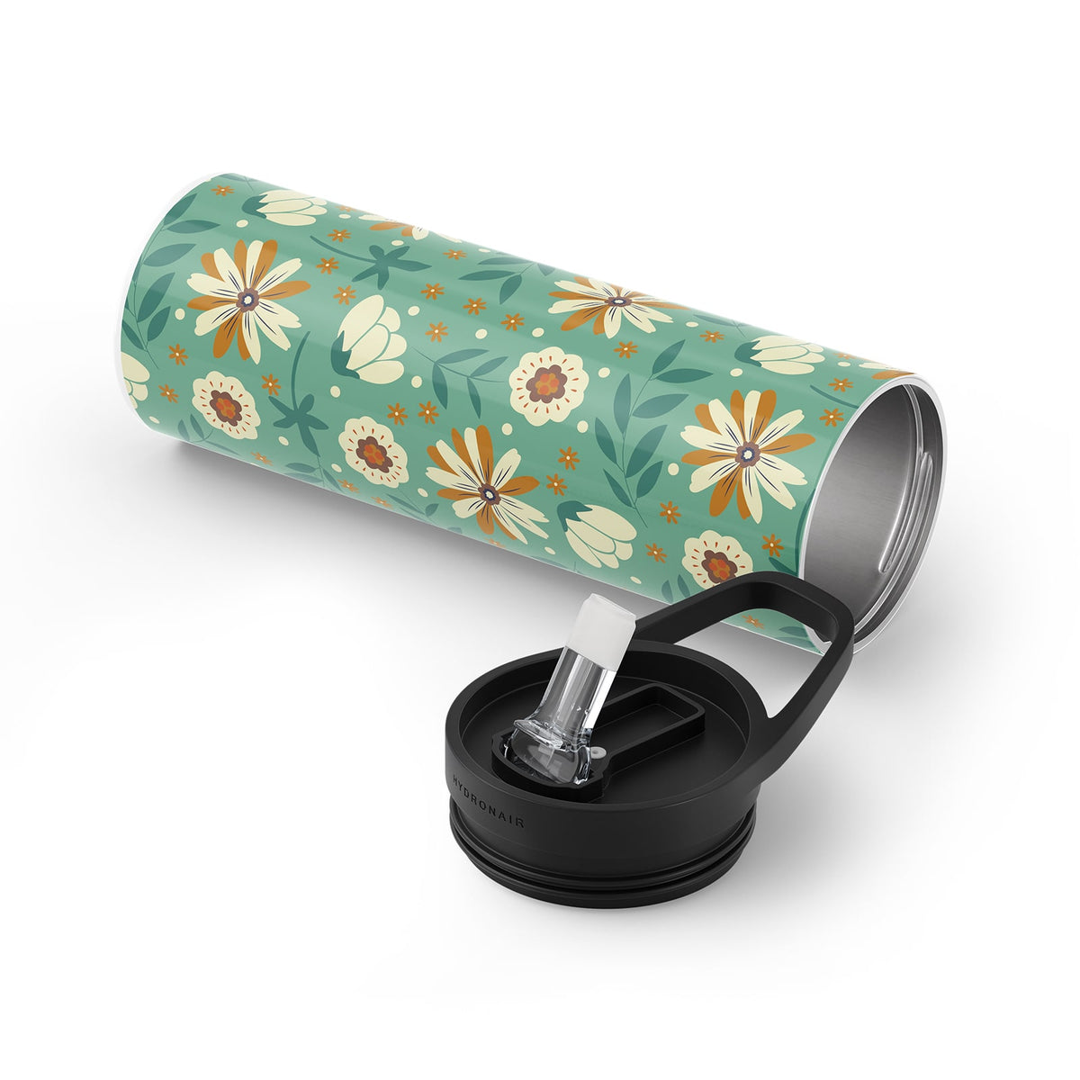 Green Floral Metal 20oz Tumbler