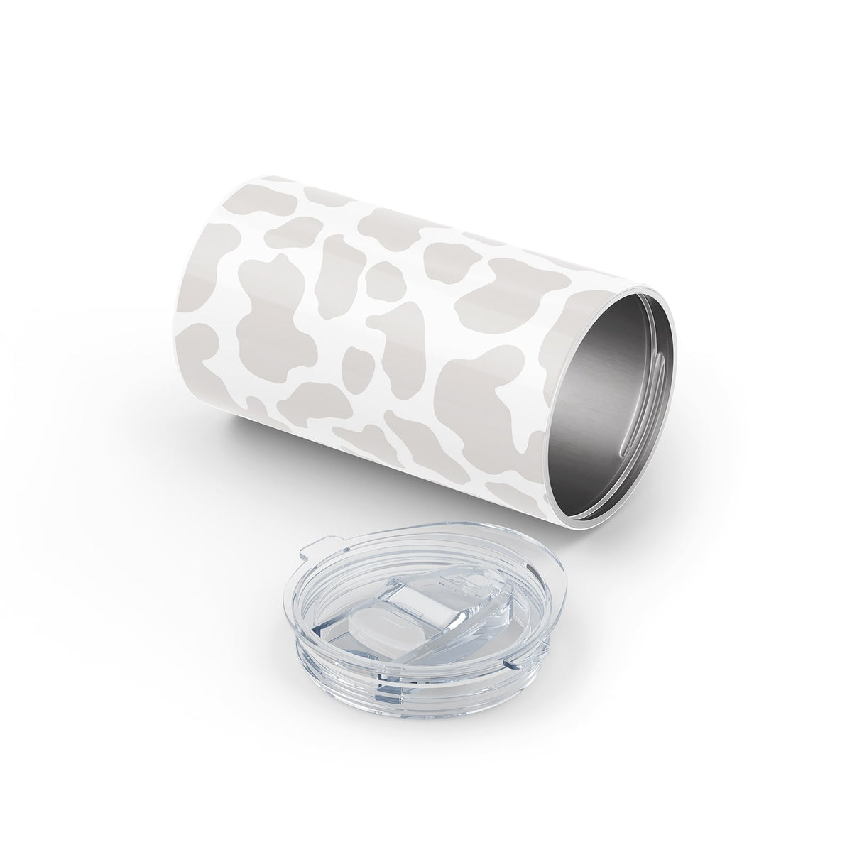 Grey Cow Print Metal 12oz Tumbler