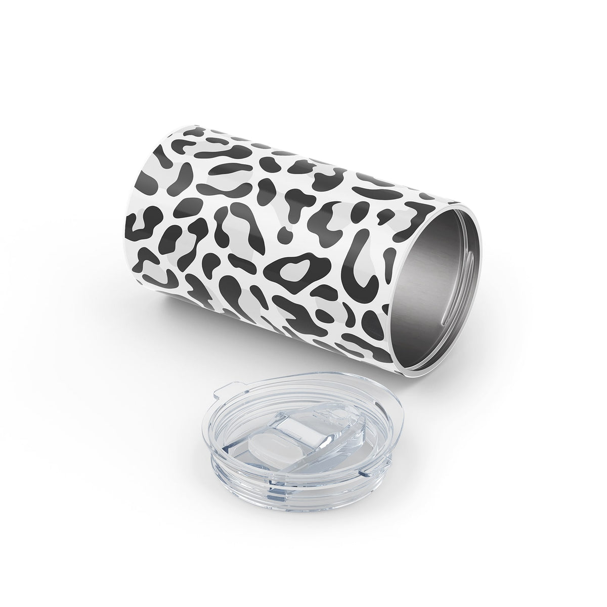 Grey Leopard Print Metal 12oz Tumbler