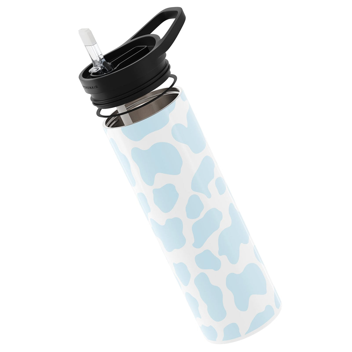 Hydronair 560ml Blue Cow Print Reusable Bottle