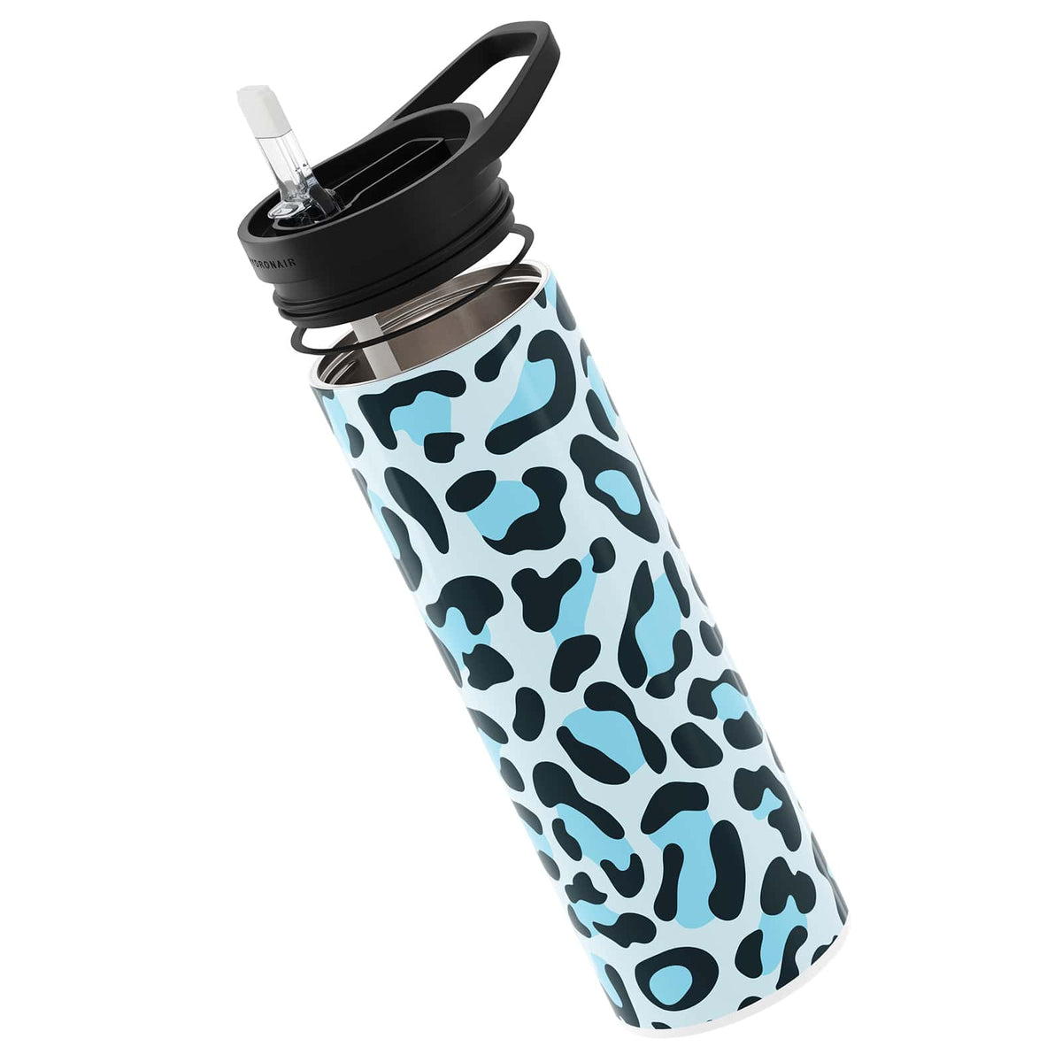 Hydronair 560ml Blue Leopard Print Reusable Bottle