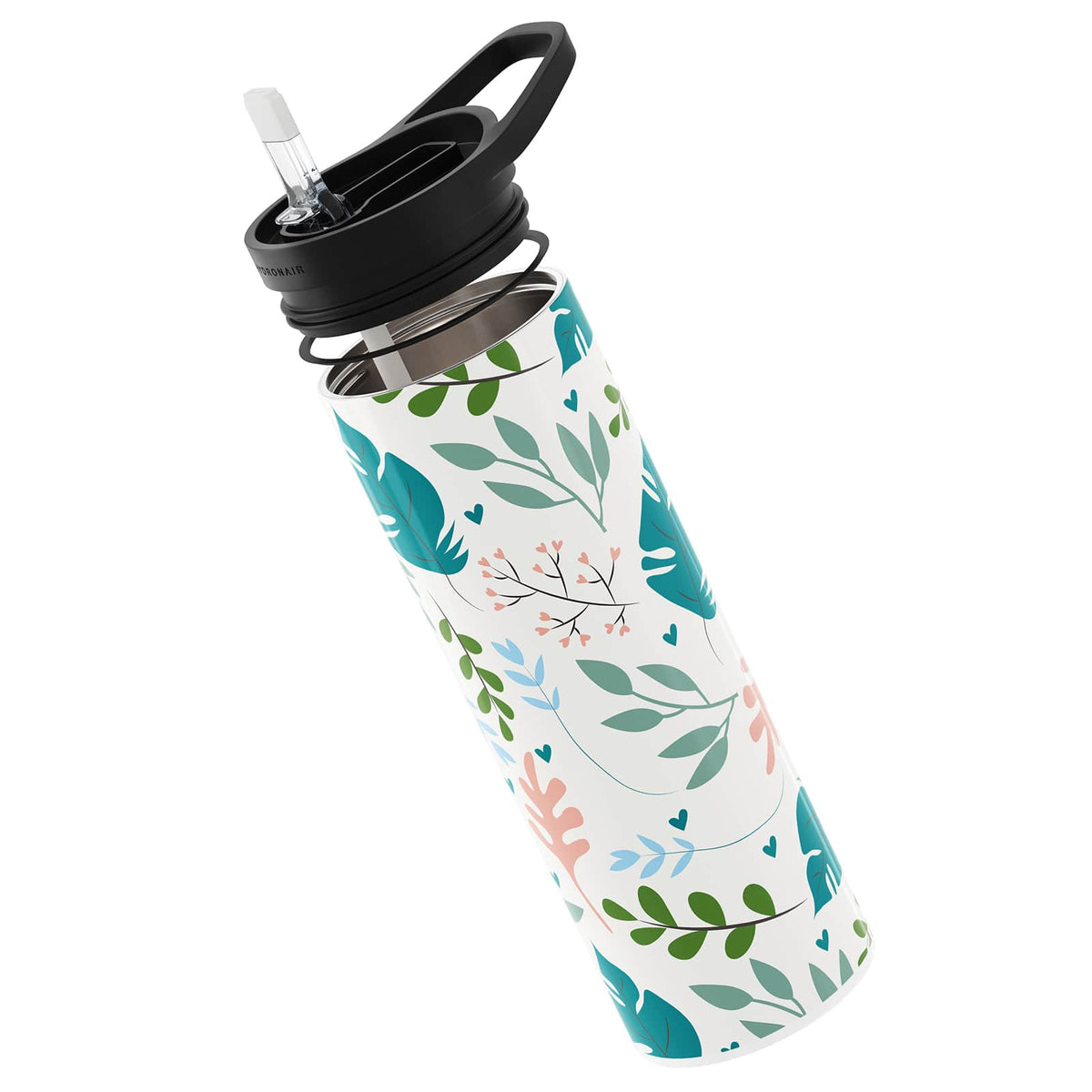 Hydronair 560ml Green Floral Print Reusable Bottle