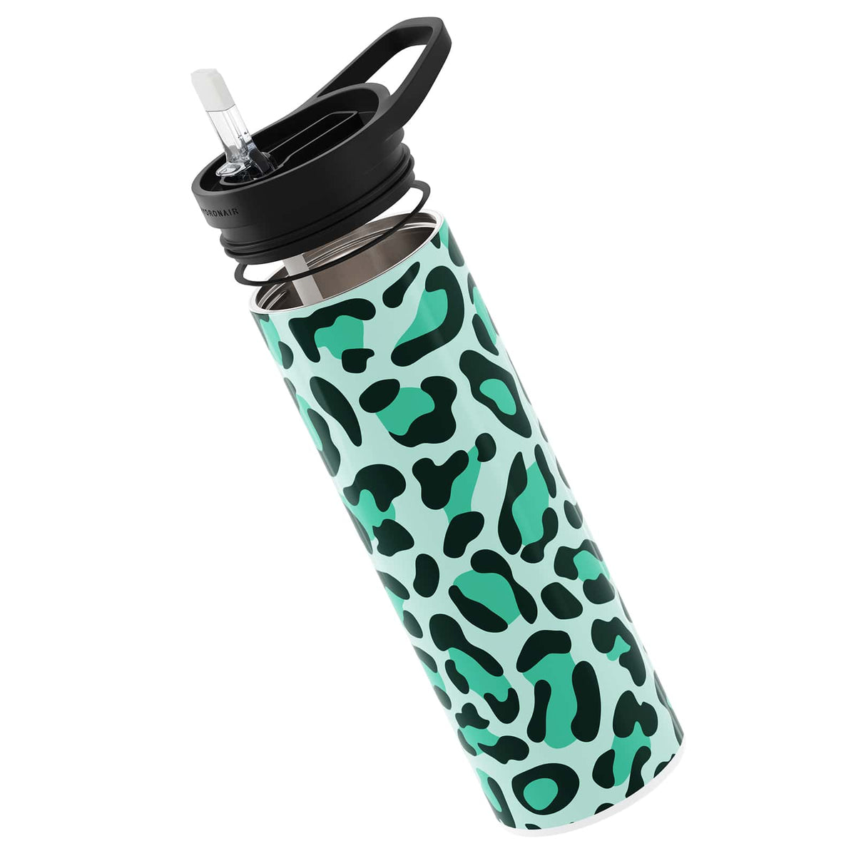 Hydronair 560ml Green Leopard Print Reusable Bottle