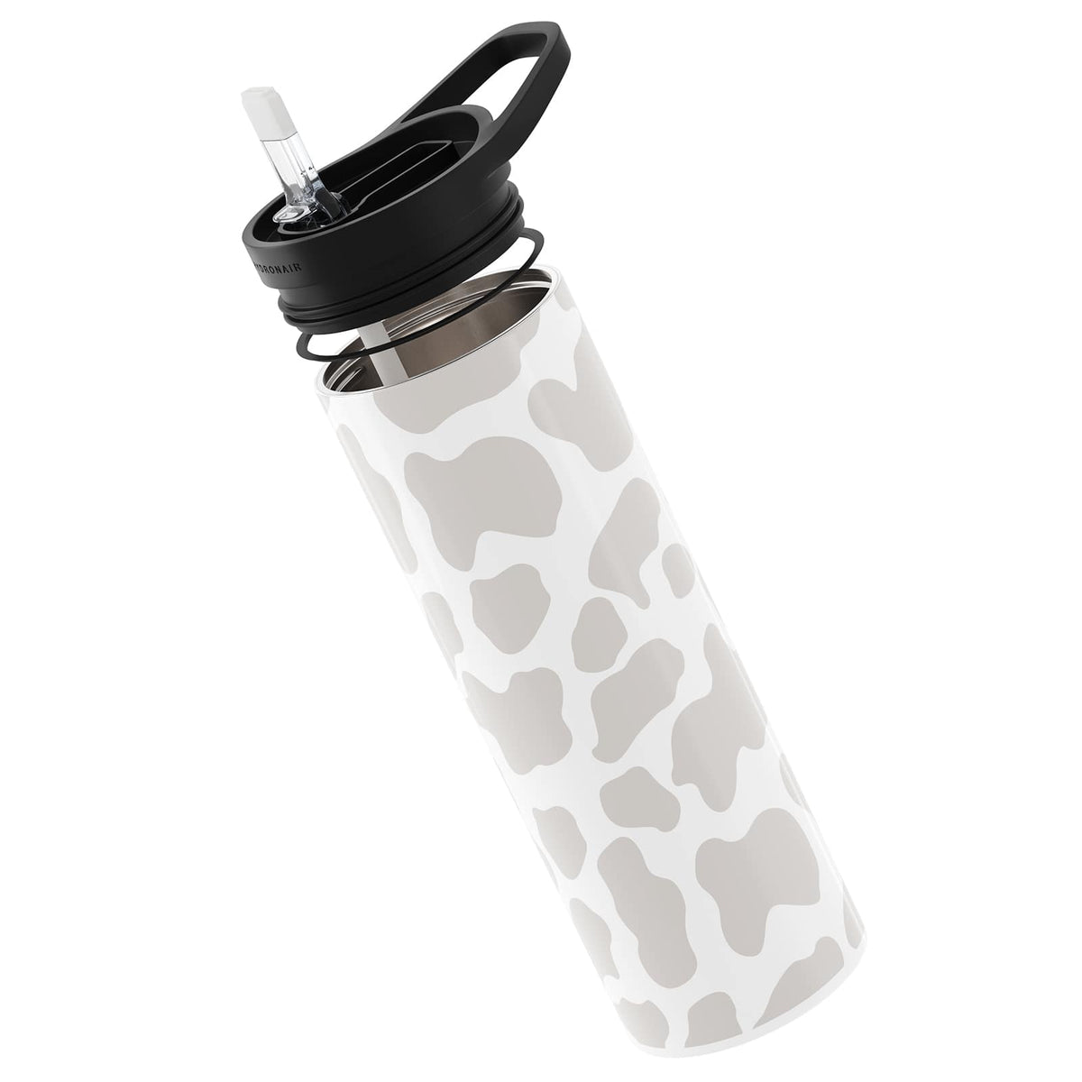 Hydronair 560ml Grey Cow Print Reusable Bottle