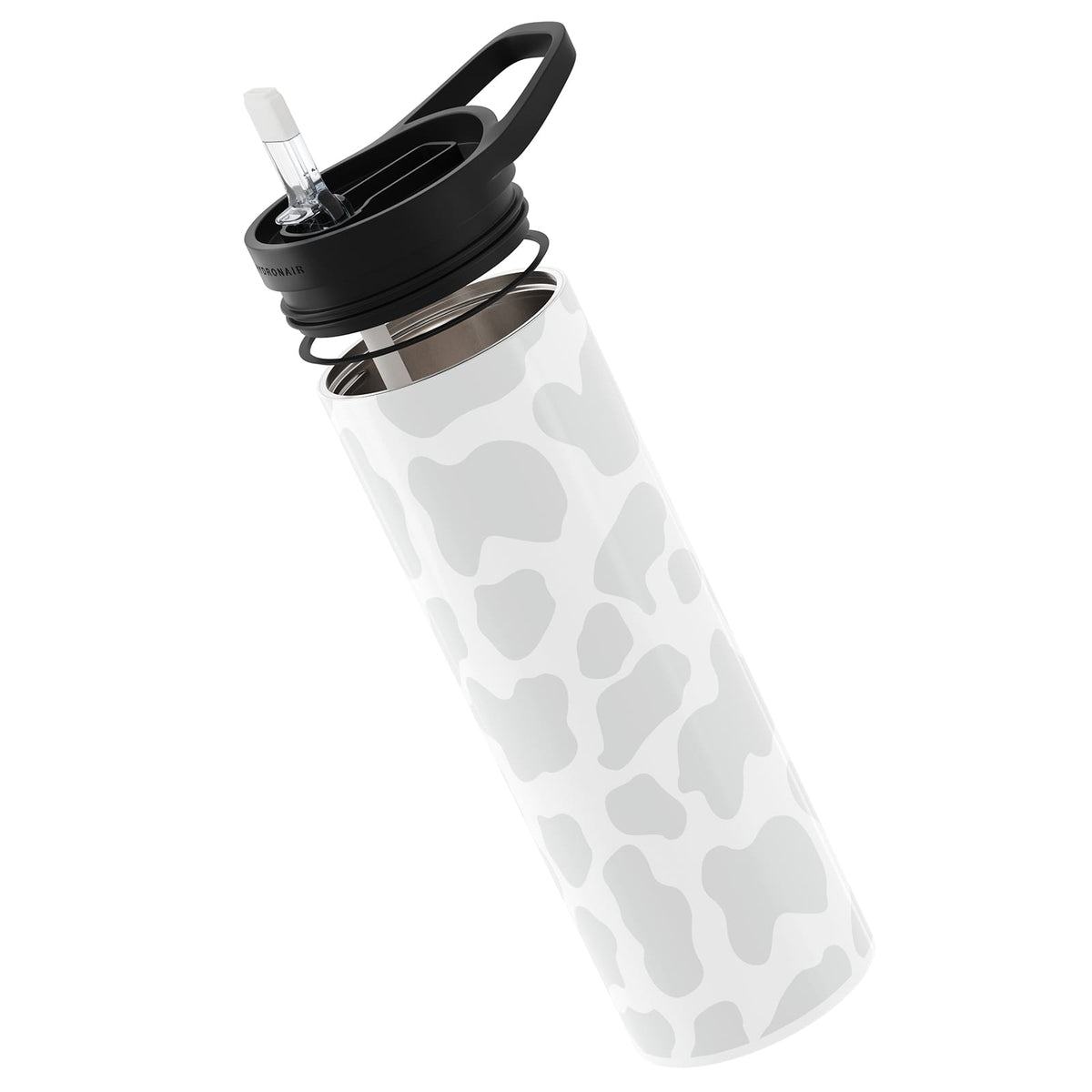 Hydronair 560ml Grey Cow Print Reusable Bottle