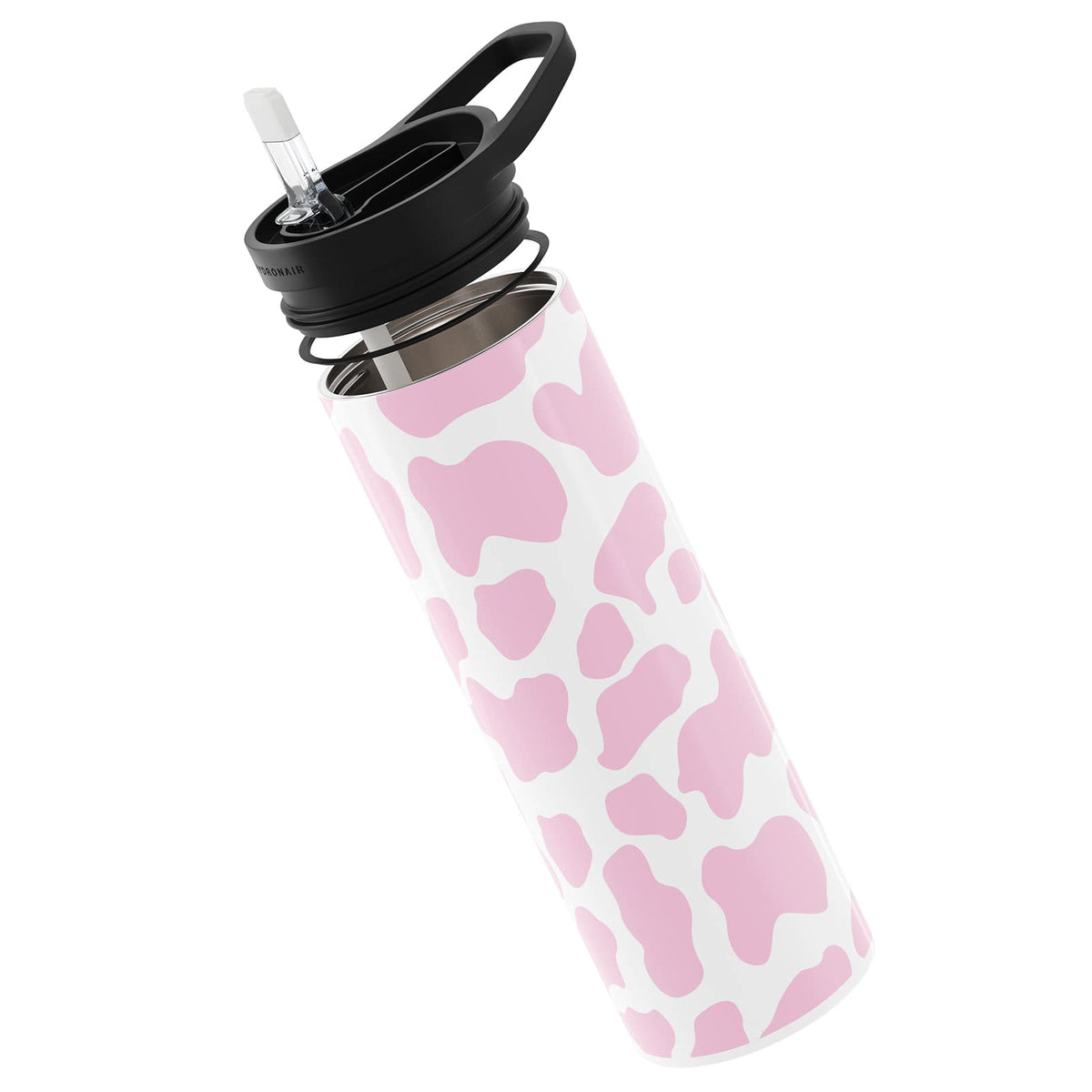 Hydronair 560ml Pink Cow Print Reusable Bottle