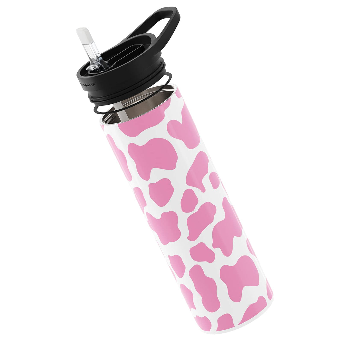 Hydronair 560ml Pink Cow Print Reusable Bottle