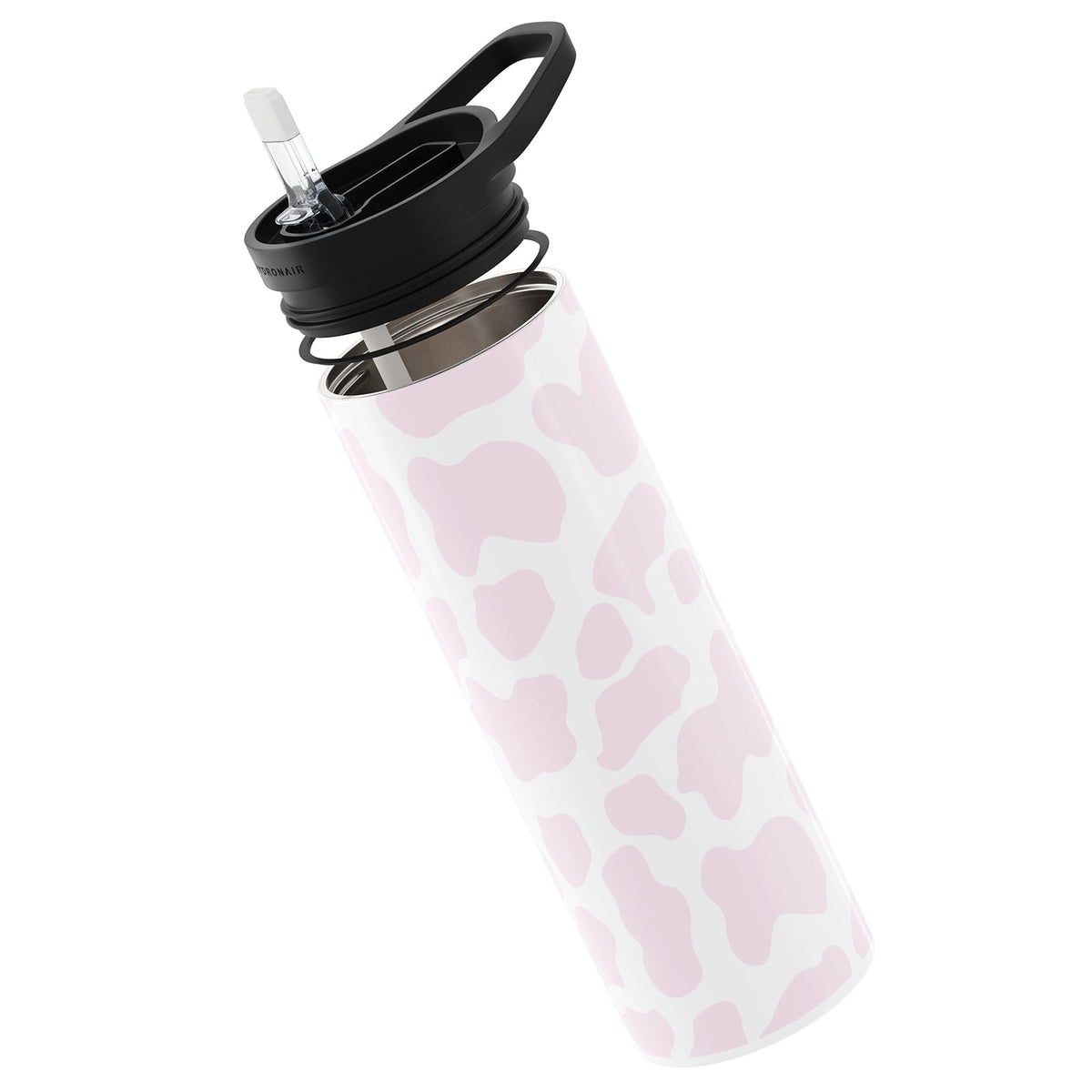 Hydronair 560ml Pink Cow Print Reusable Bottle