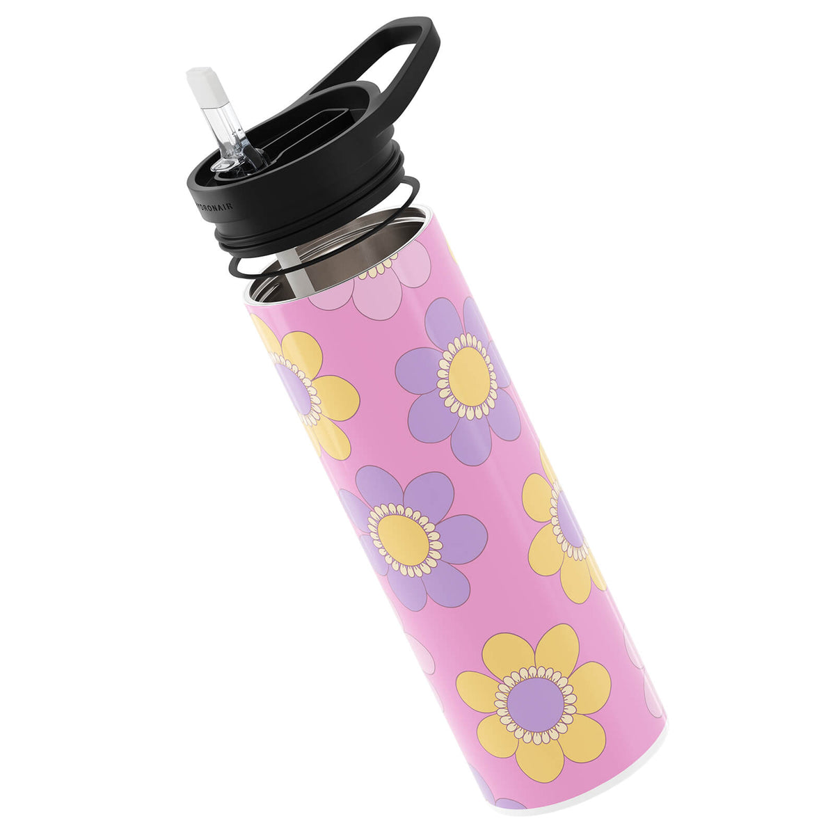 Hydronair 560ml Pink Floral Print Reusable Bottle