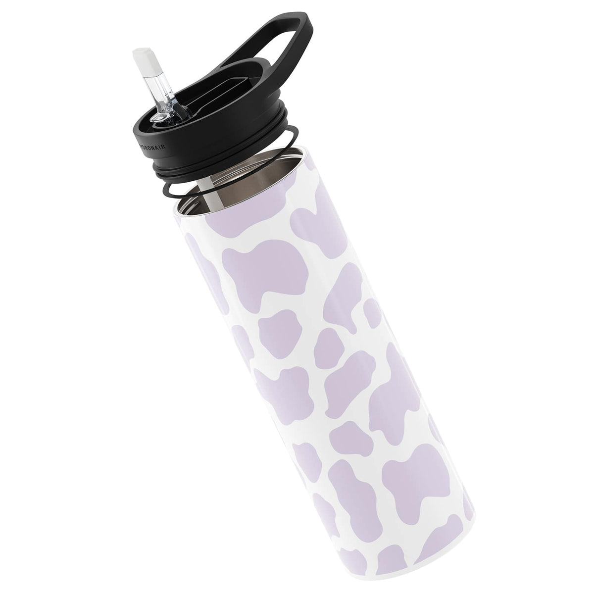 Hydronair 560ml Purple Cow Print Reusable Bottle