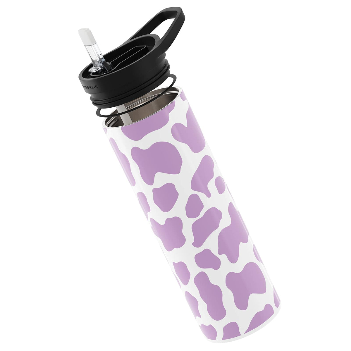 Hydronair 560ml Purple Cow Print Reusable Bottle