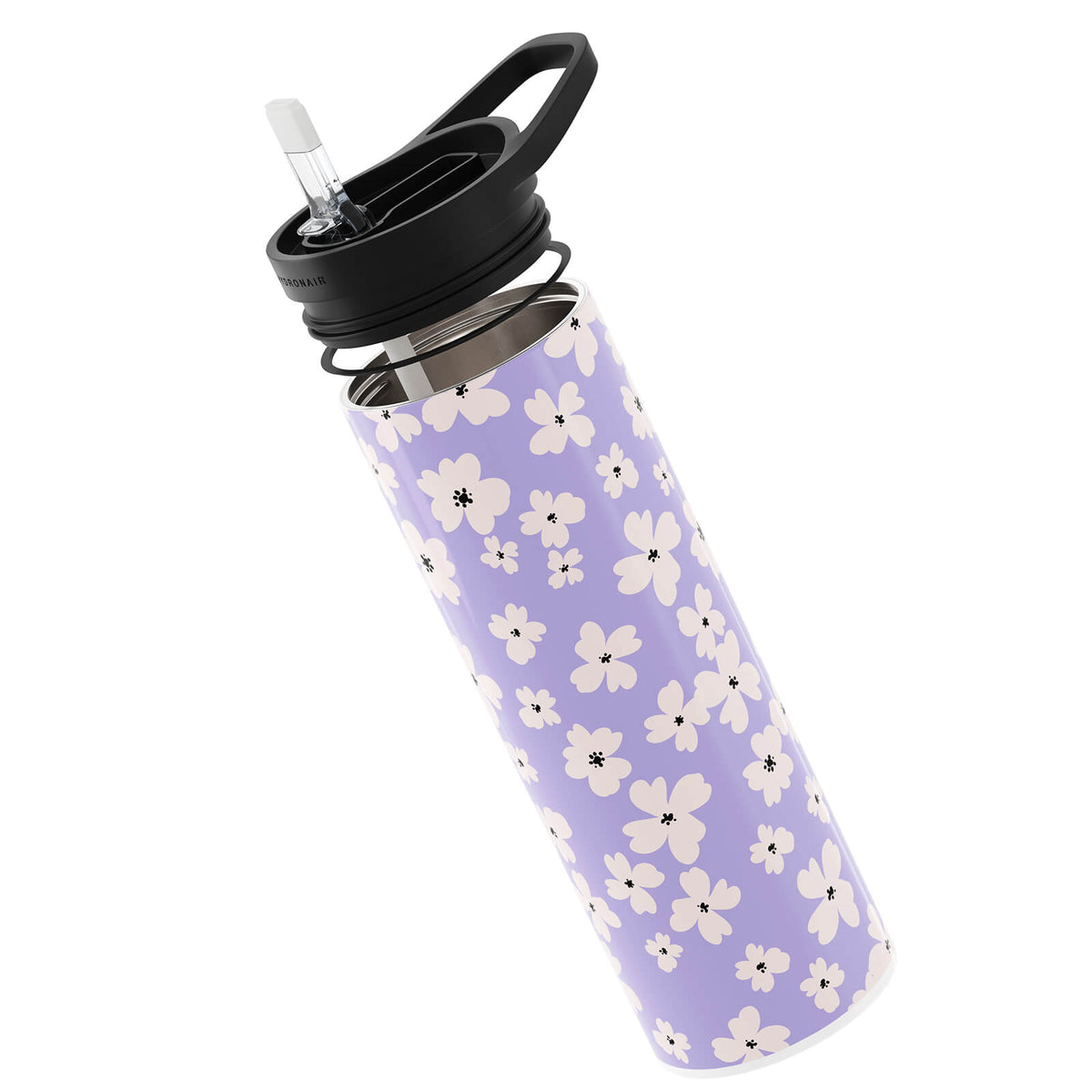 Hydronair 560ml Purple Floral Print Reusable Bottle
