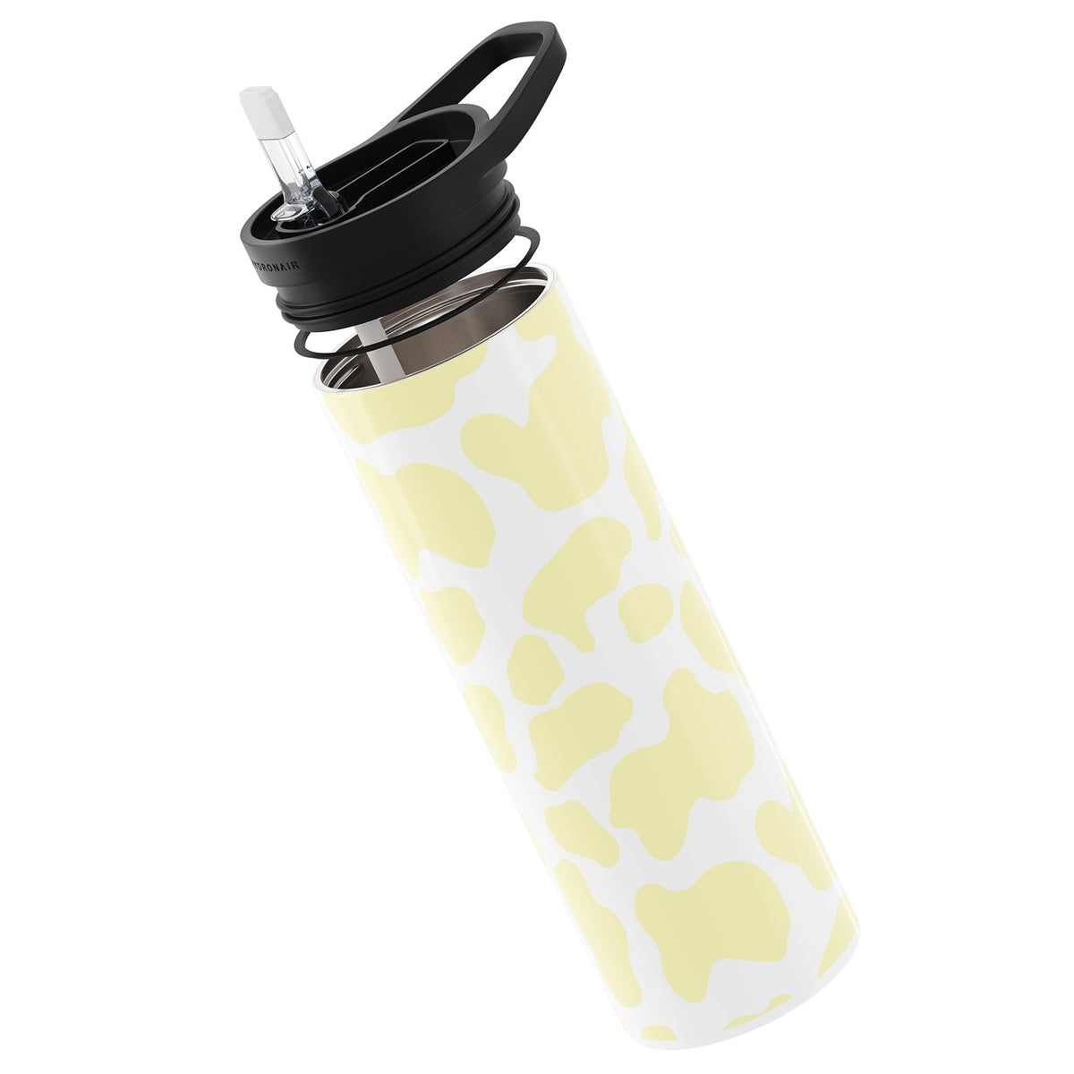 Hydronair 560ml Yellow Cow Print Reusable Bottle