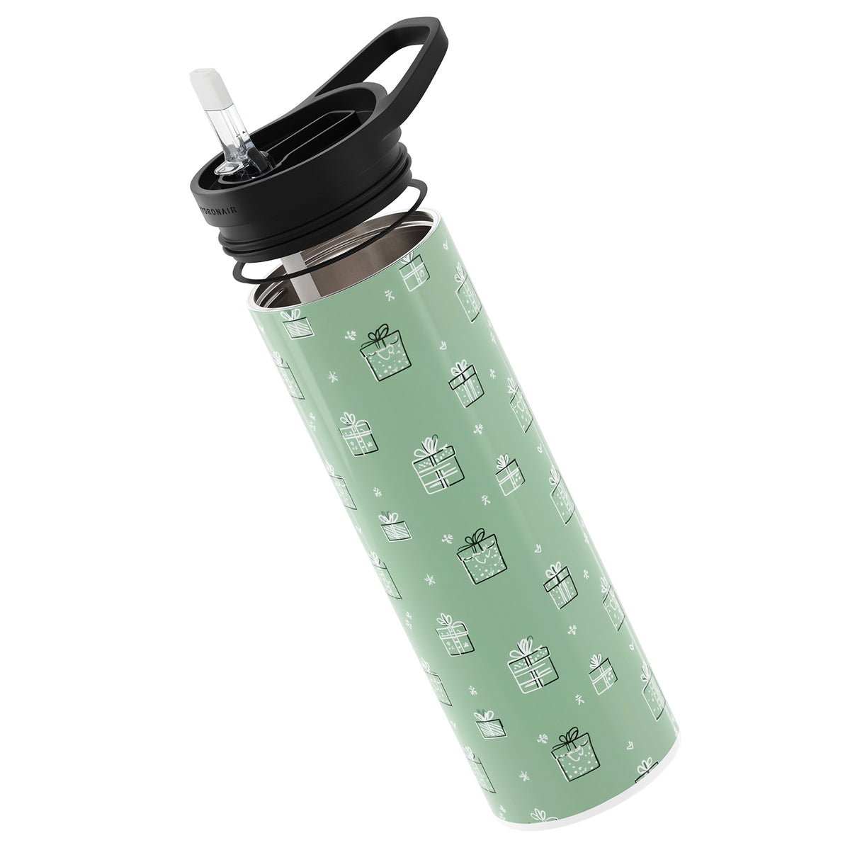 Light Green Christmas 560ml Reusable Bottle By Hydronair