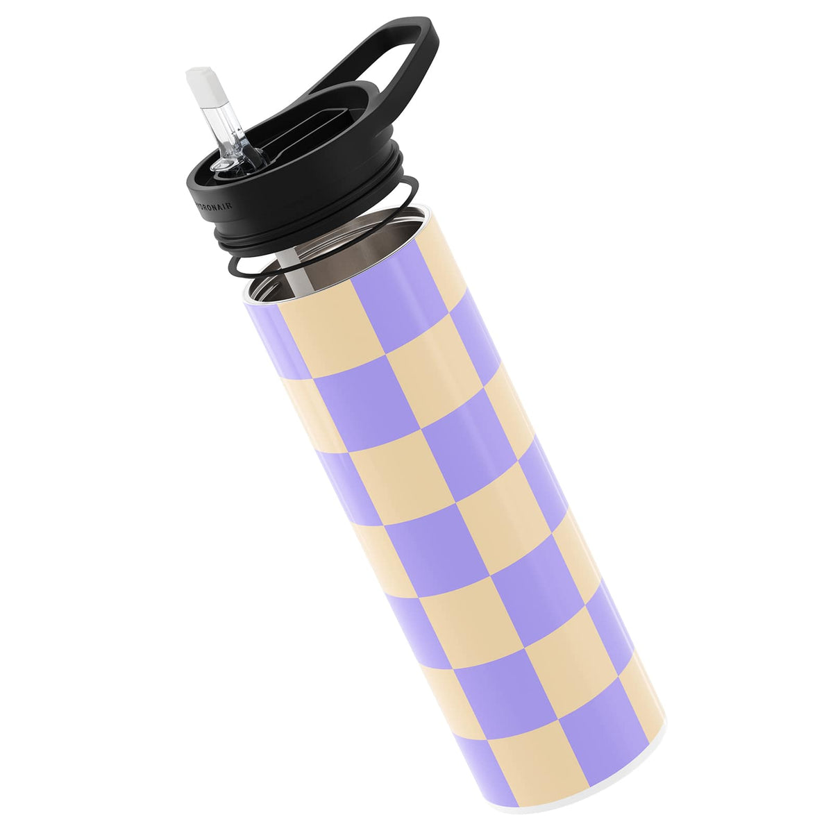 Lilac Checkered Double Walled 20oz Bottle