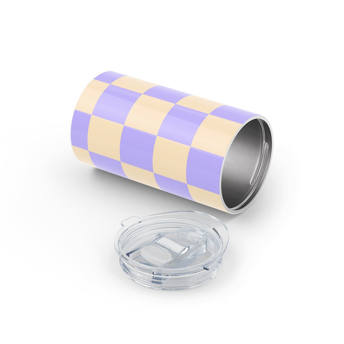 Lilac Checkered Metal 12oz Tumbler