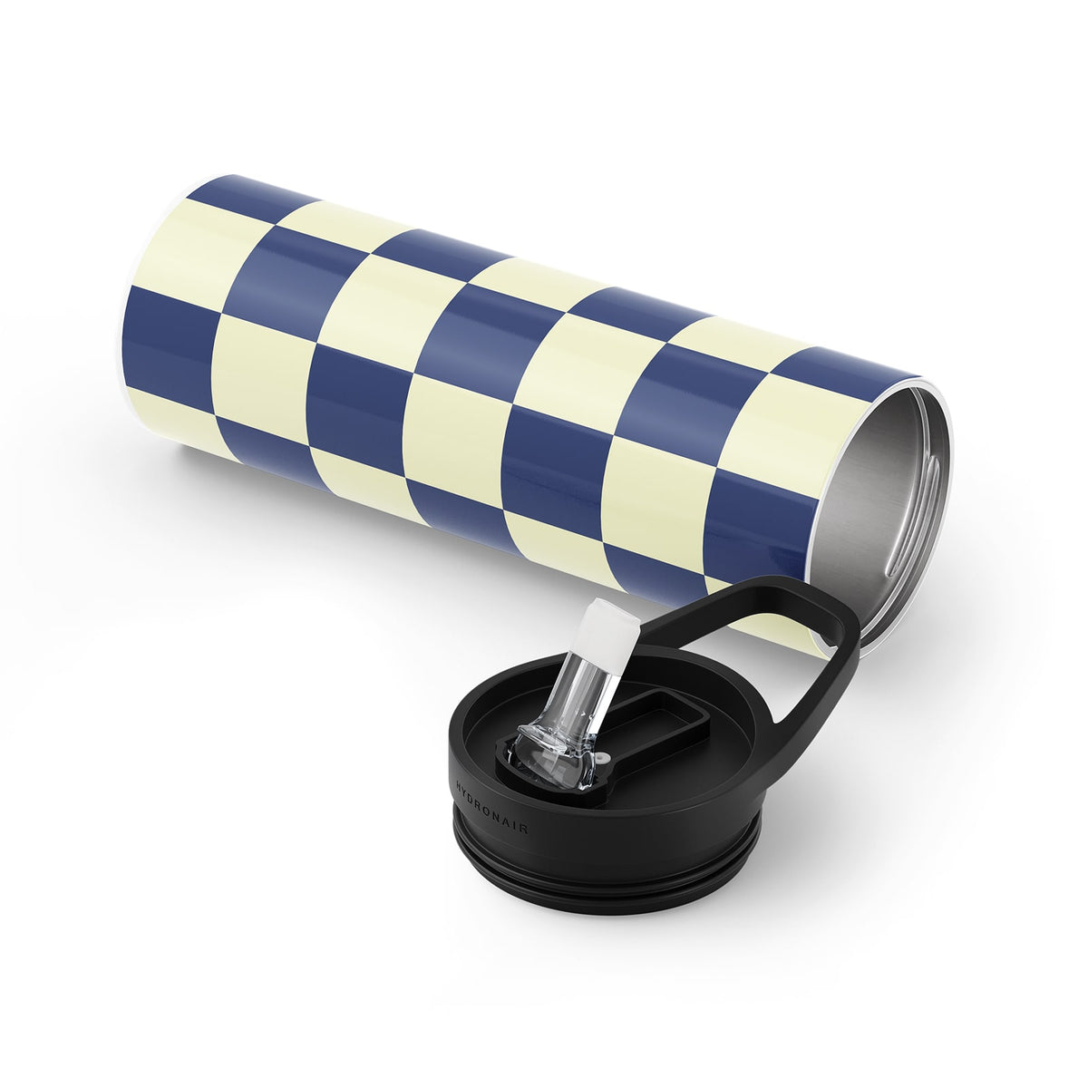 Navy Checkered 560ml Bottle By Hydronair
