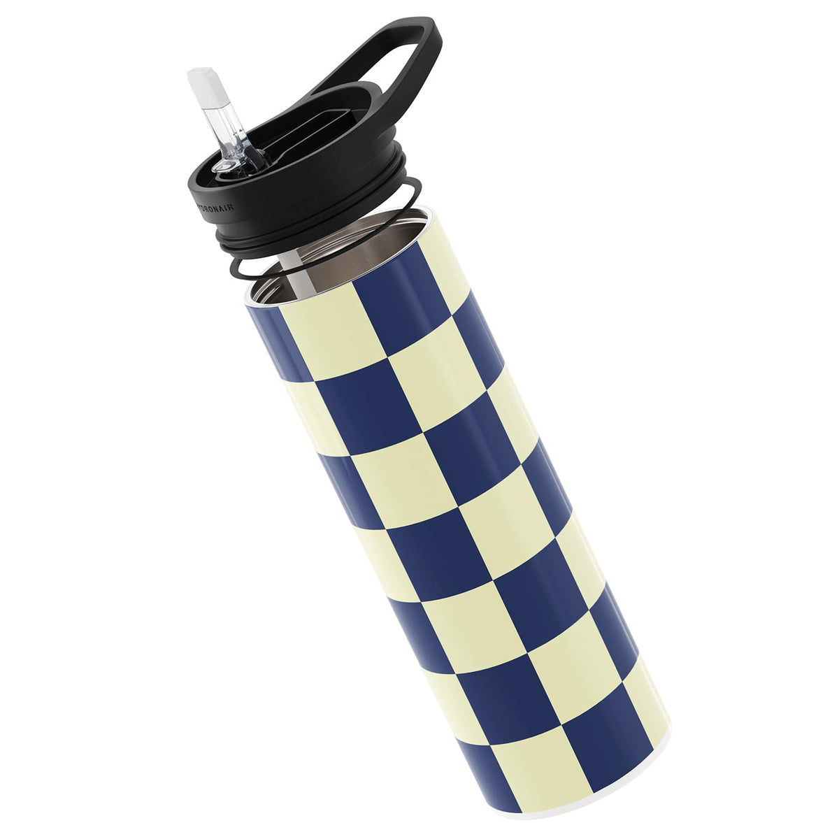 Navy Checkered 560ml Reusable Bottle By Hydronair