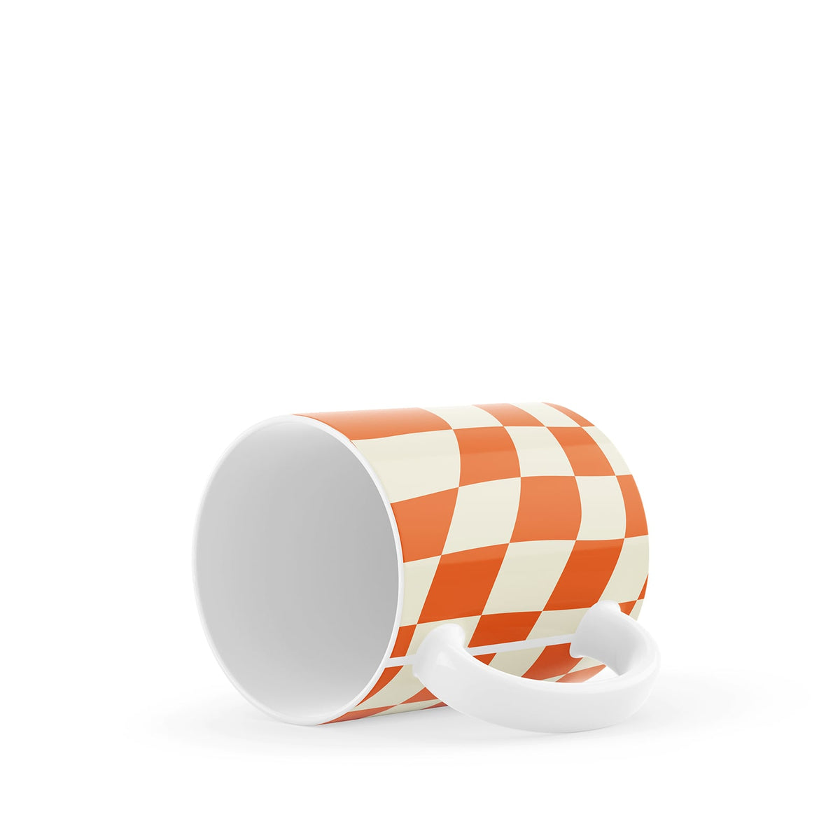 Orange Checkered Ceramic Mug