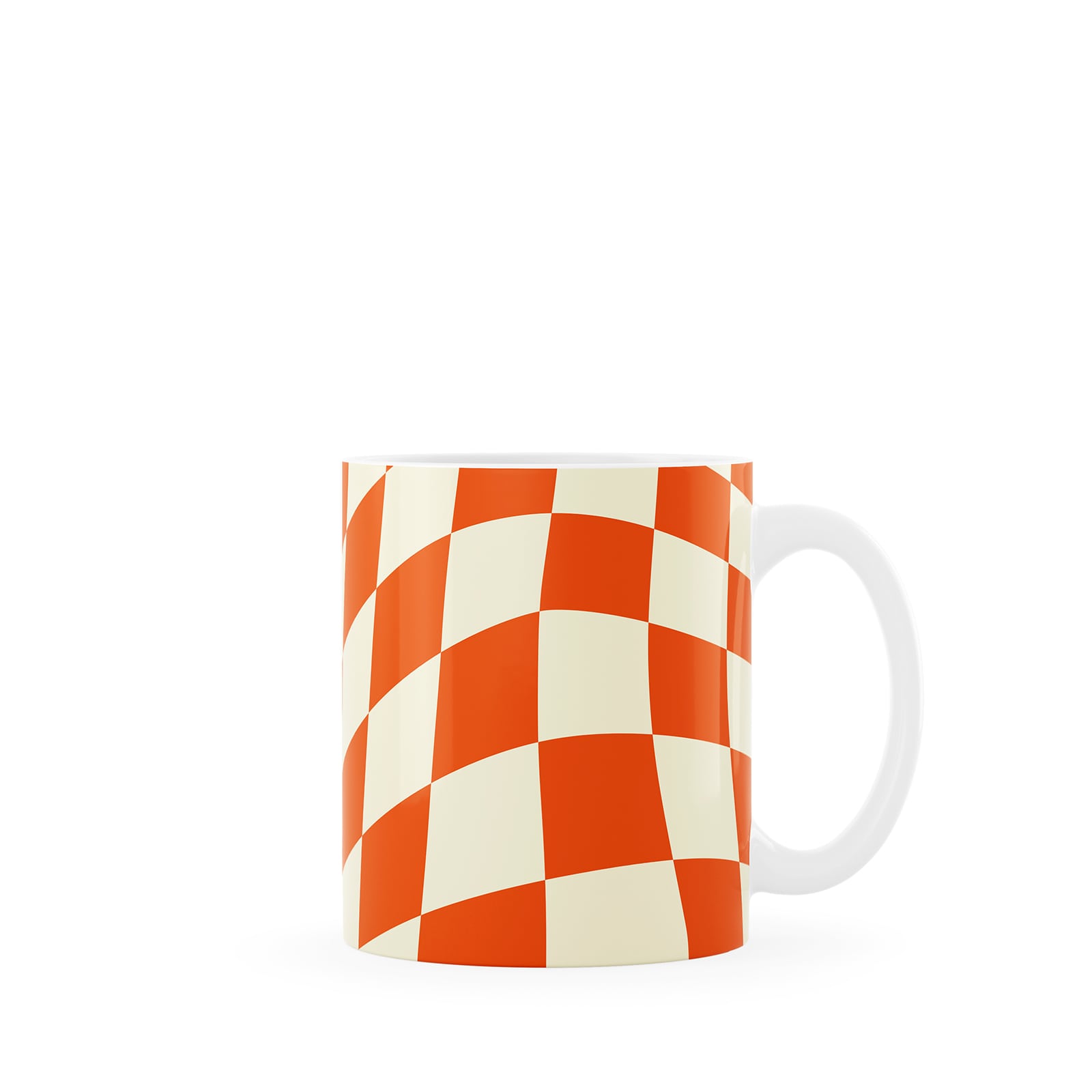 Cute Cloud Bear Tulip Orange Checkered Aesthetic Mugs