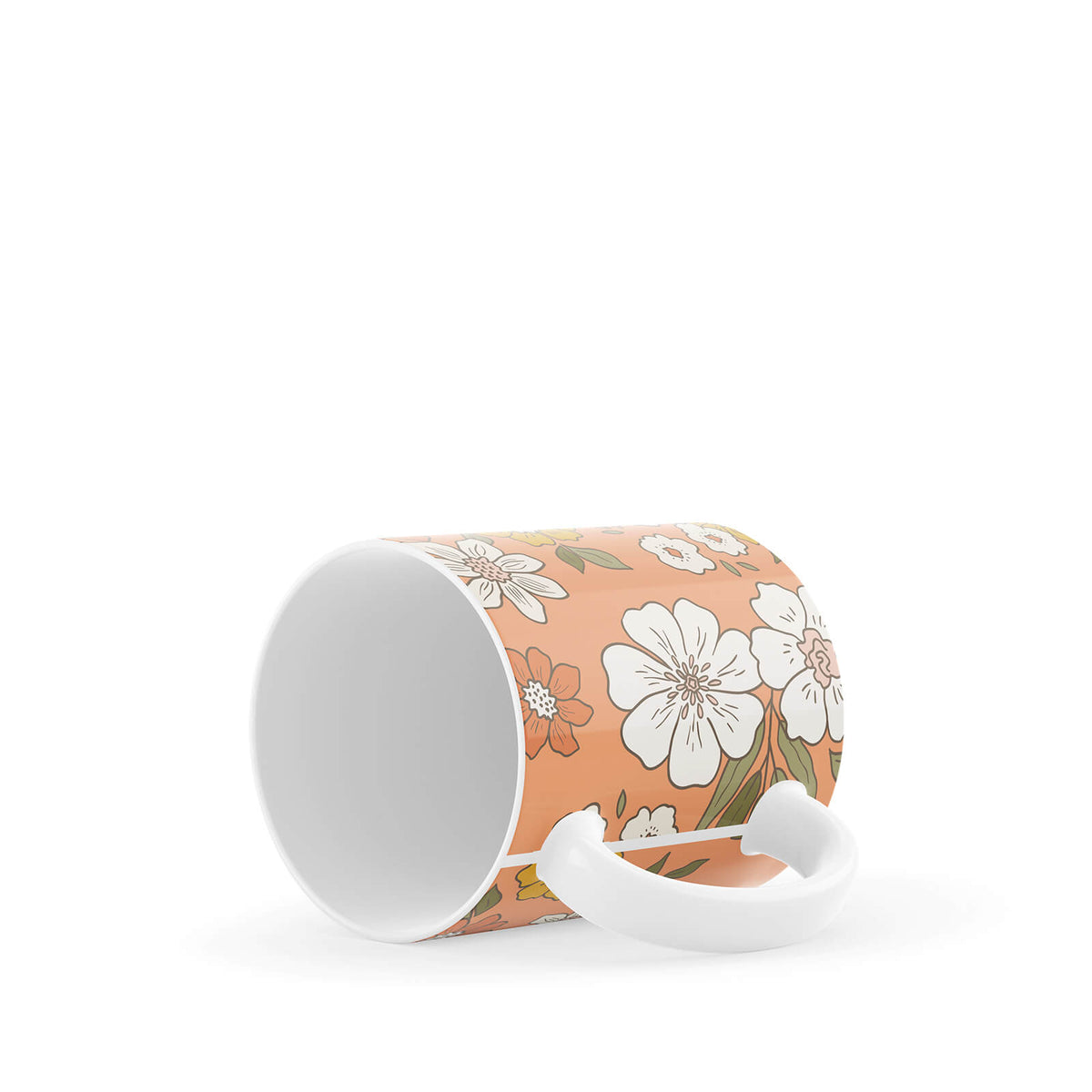 Orange Floral Ceramic Mug