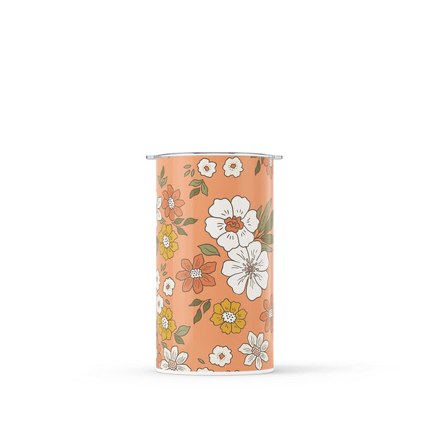 Orange Floral Double Walled 12oz Cup