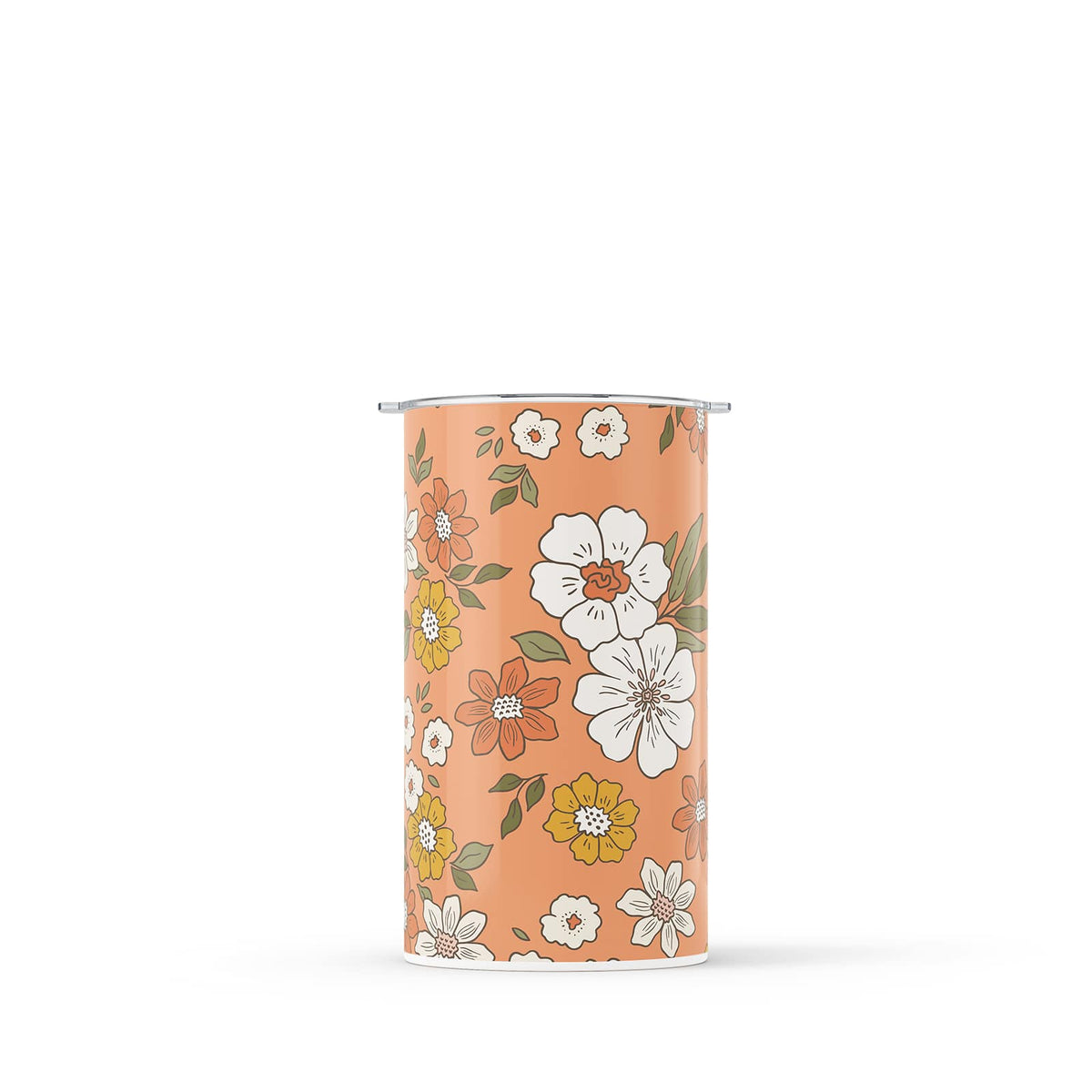 Orange Floral Double Walled 12oz Tumbler