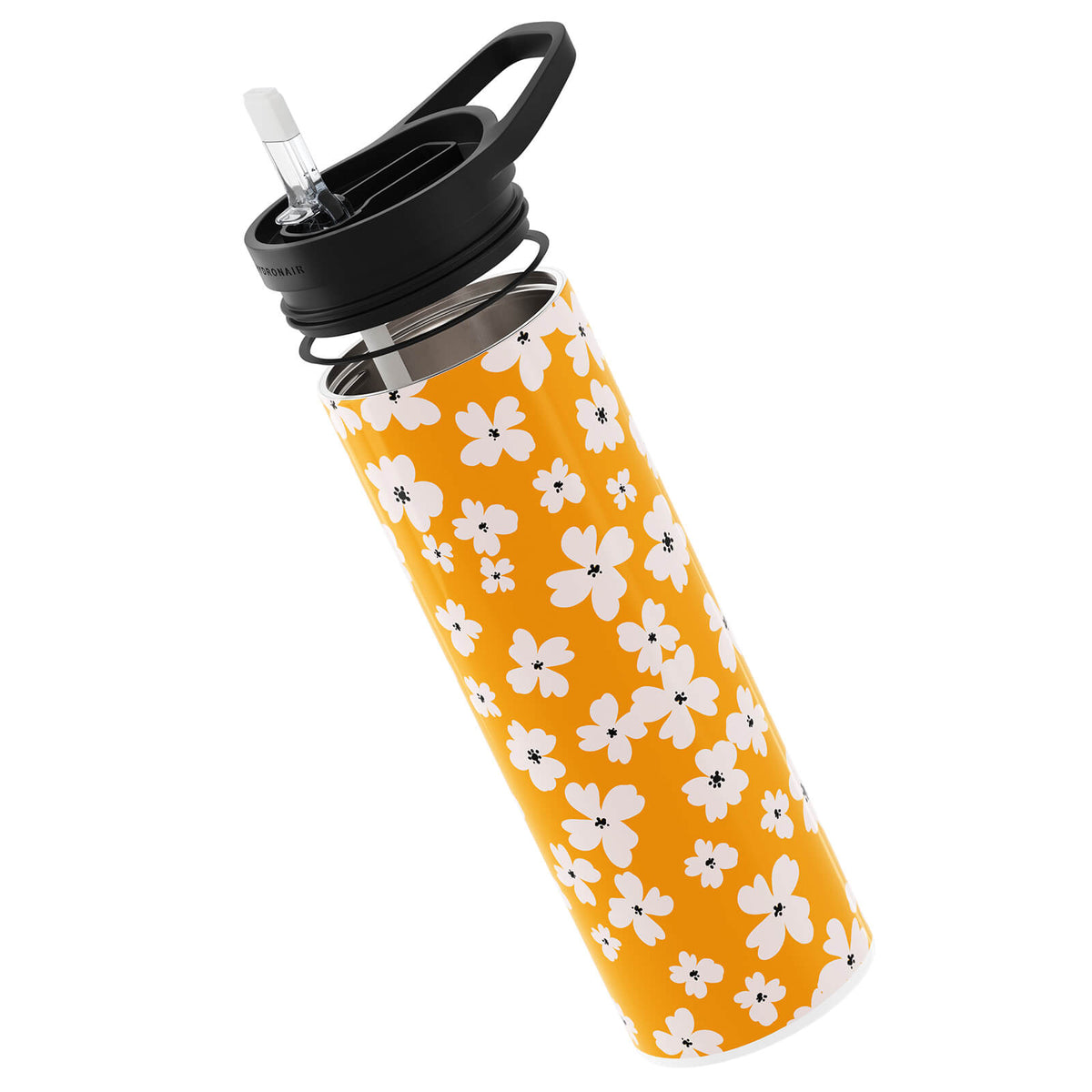 Orange Floral Double Walled 20oz Bottle