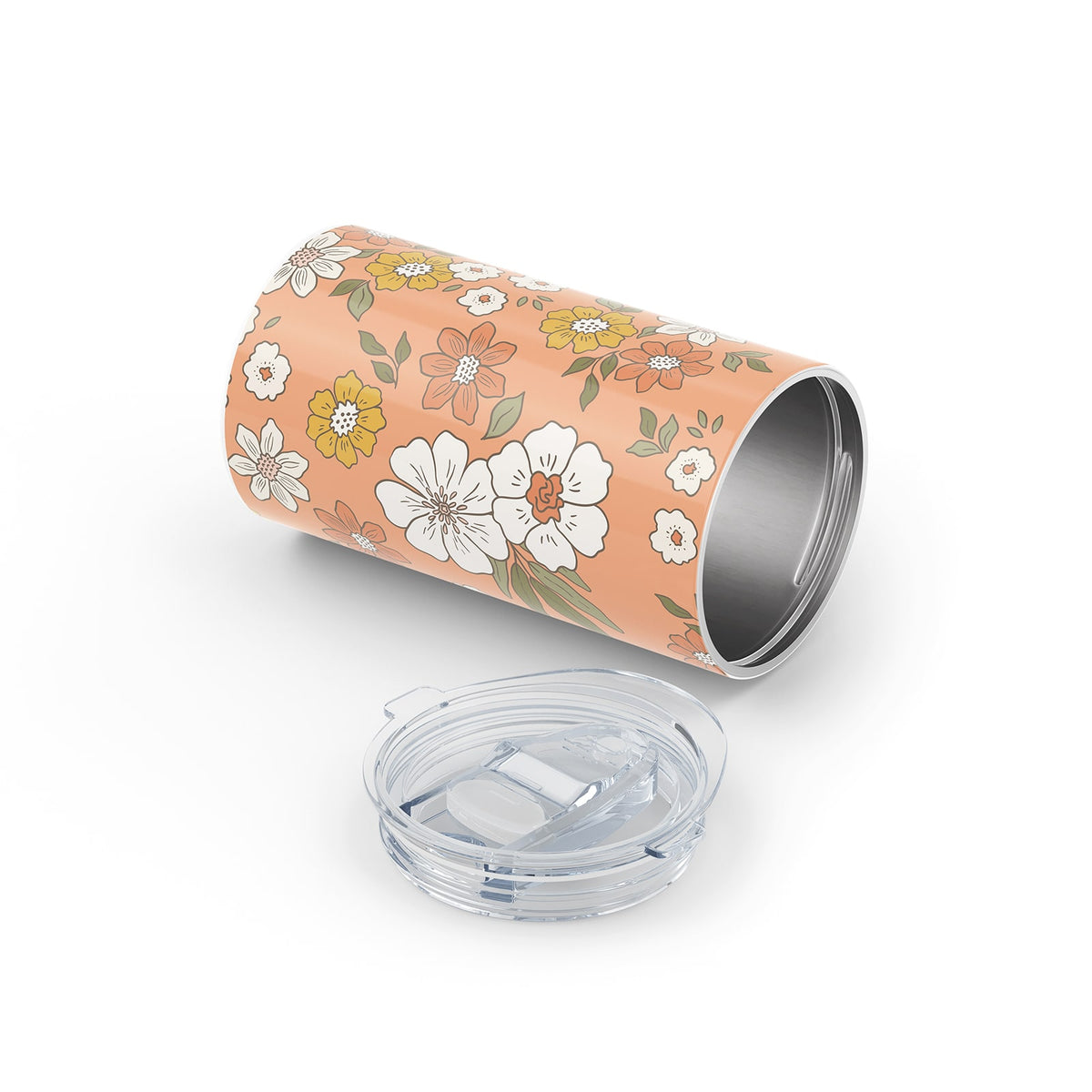 Orange Floral Metal 12oz Tumbler