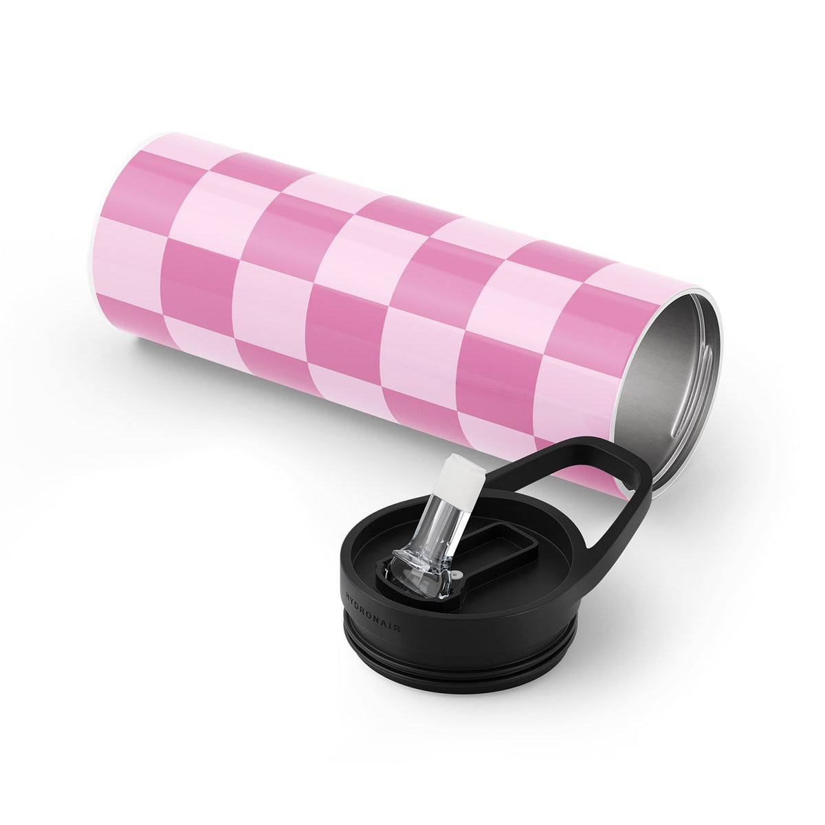 Pink Checkered 560ml Bottle By Hydronair