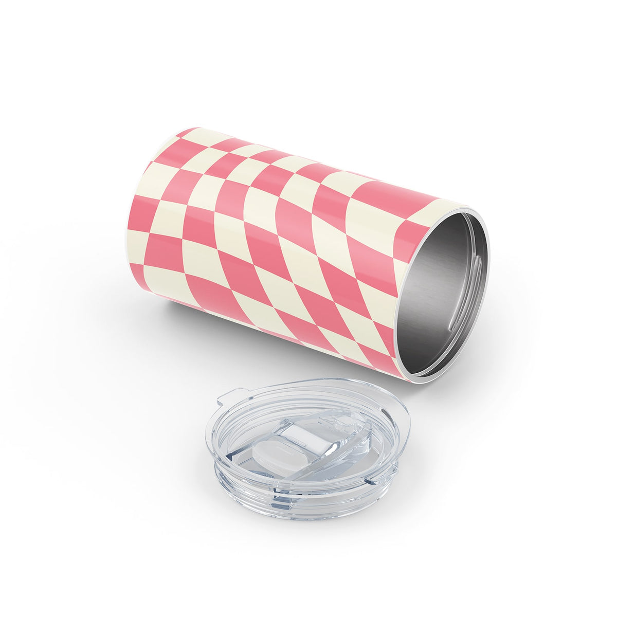 Pink Checkered Metal 12oz Tumbler