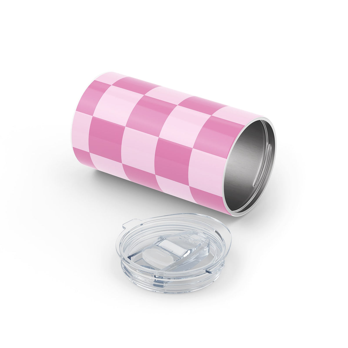 Pink Checkered Metal 12oz Tumbler