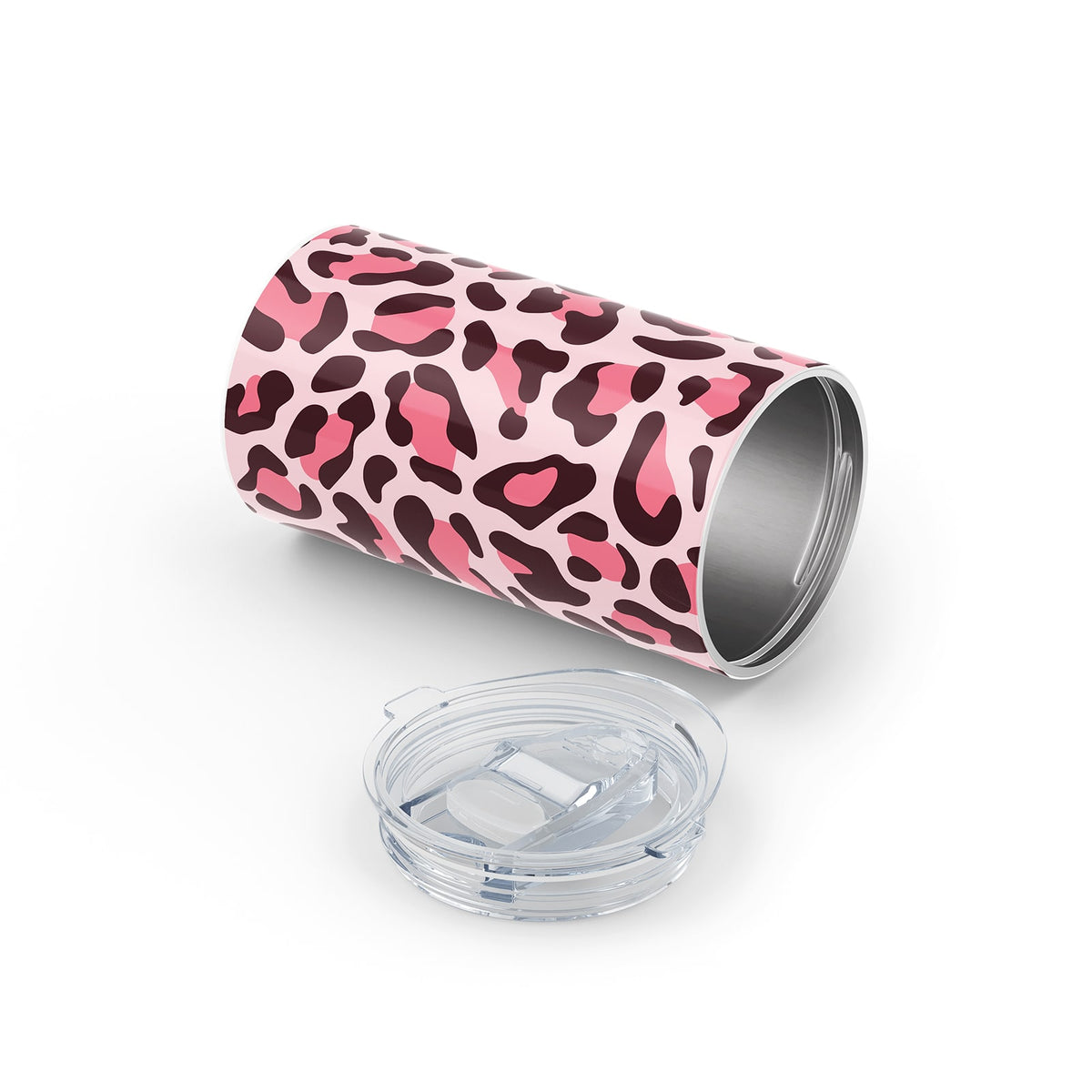 Pink Leopard Print Metal 12oz Tumbler