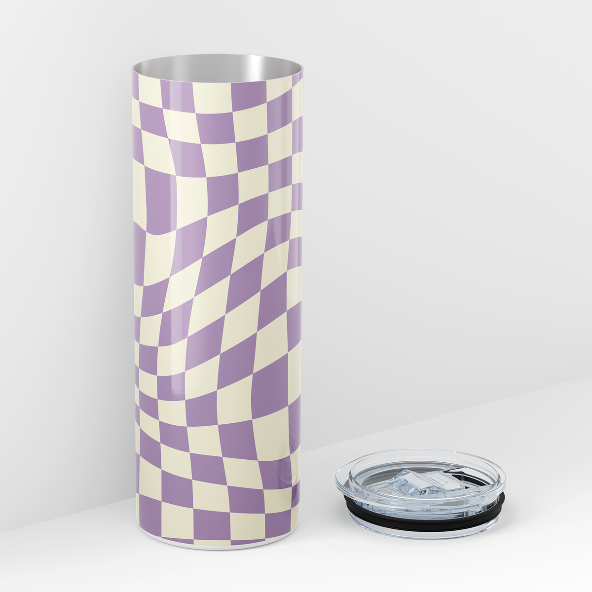 Purple Checkered Double Walled 20oz Tumbler