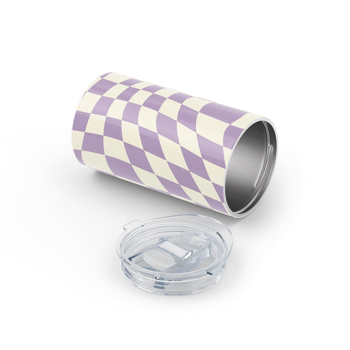 Purple Checkered Metal 12oz Tumbler