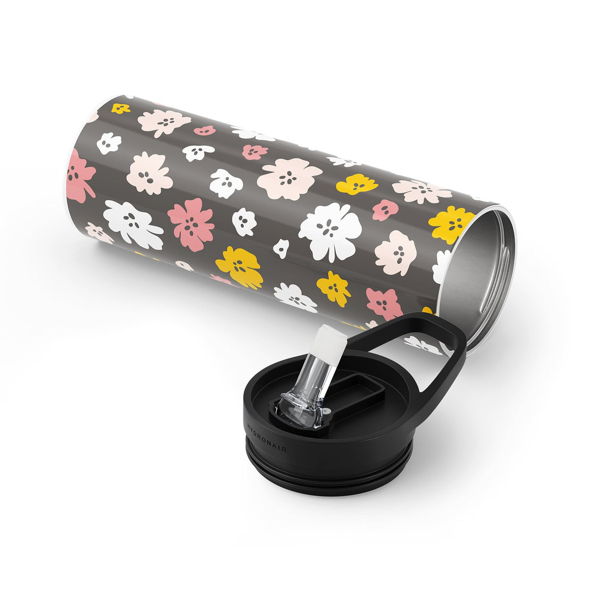 Spring Black Floral 560ml Reusable Bottle By Hydronair