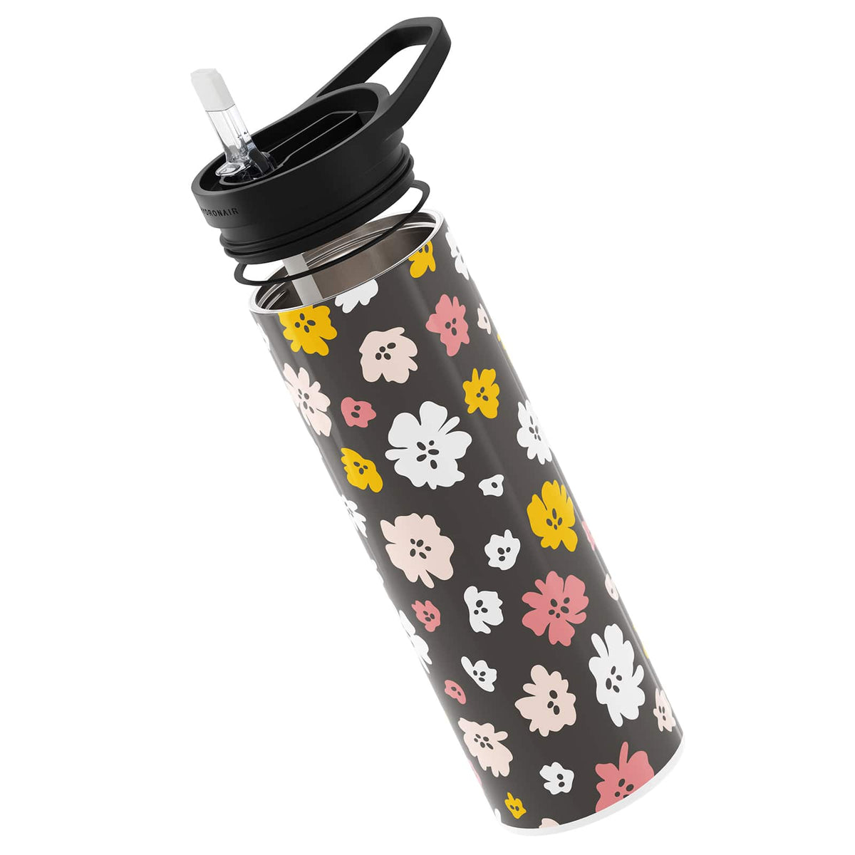 Spring Black Floral 560ml Reusable Bottle By Hydronair