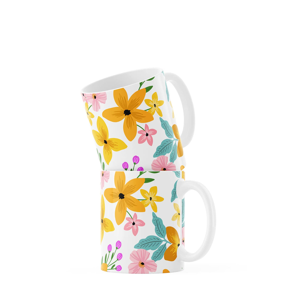 White Floral Coffee Mug
