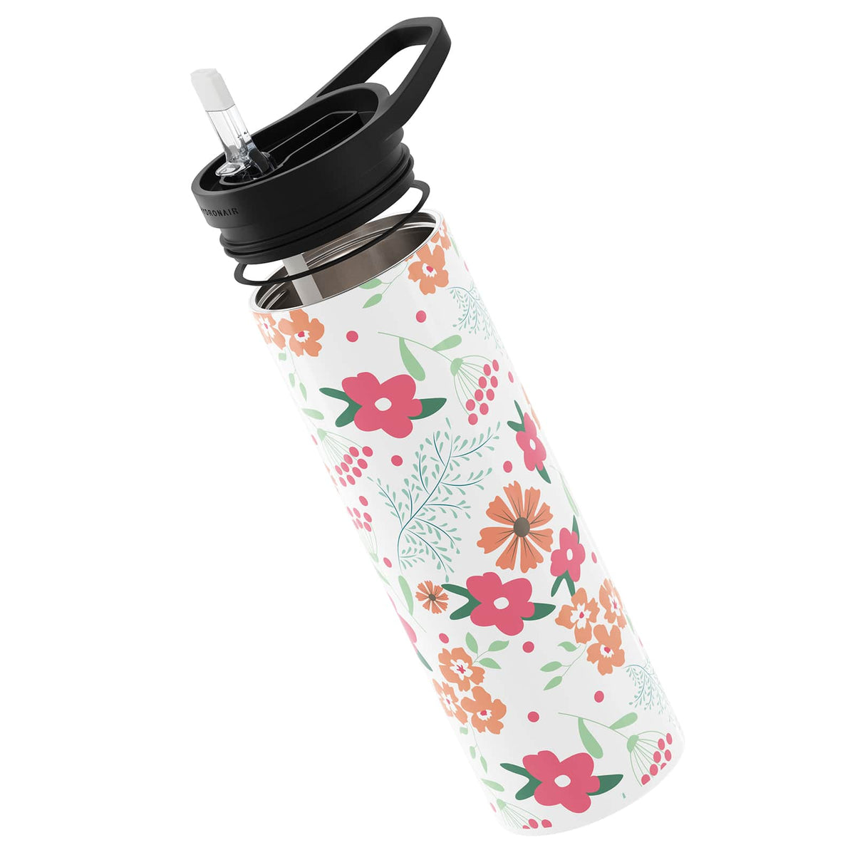 White Floral Double Walled 20oz Bottle