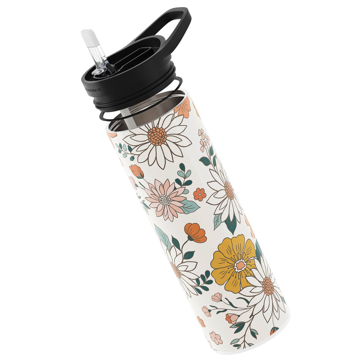 White Floral Double Walled 20oz Bottle